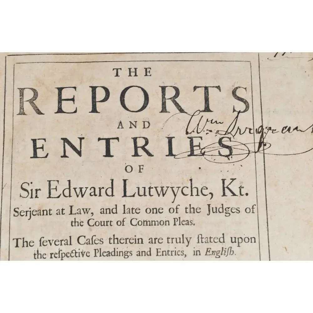 Antique‎ 1718 Sir Edward Lutwyche Legal Reports Leather Bound Rare Law Book